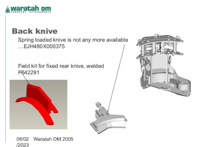 08/02/2023 Waratah OM 2005 Back knive Spring loaded knive is not