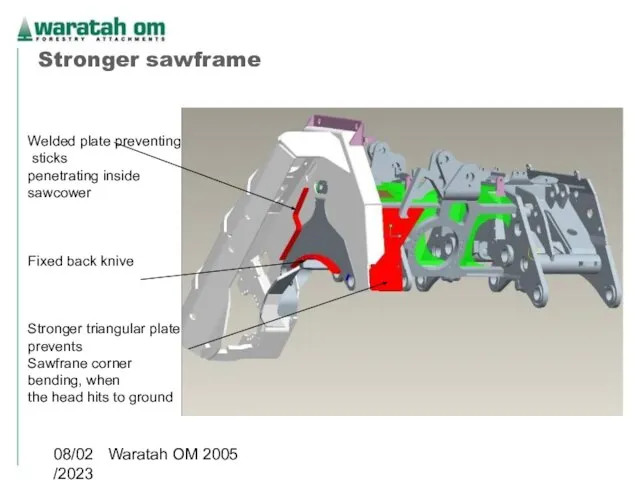 08/02/2023 Waratah OM 2005 Stronger sawframe Service hatch Welded plate preventing