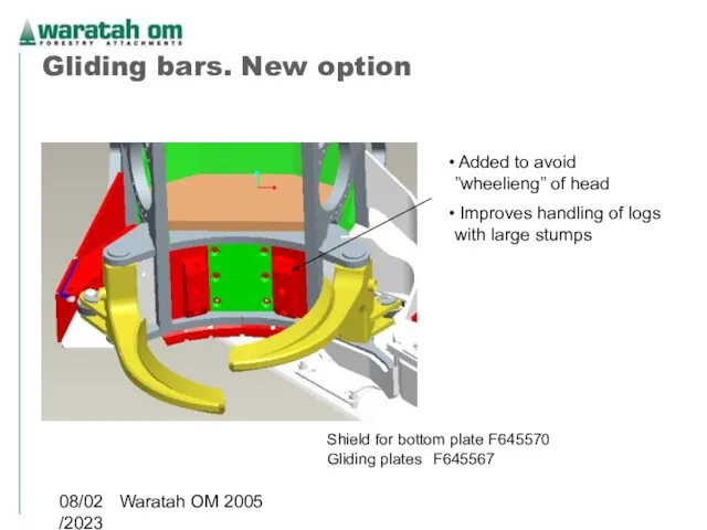 08/02/2023 Waratah OM 2005 Gliding bars. New option Added to avoid