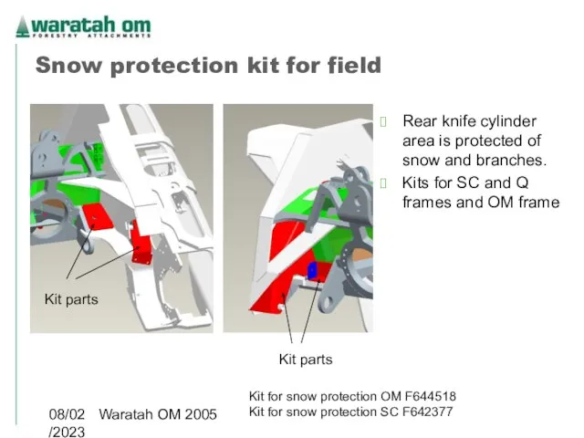 08/02/2023 Waratah OM 2005 Snow protection kit for field Rear knife