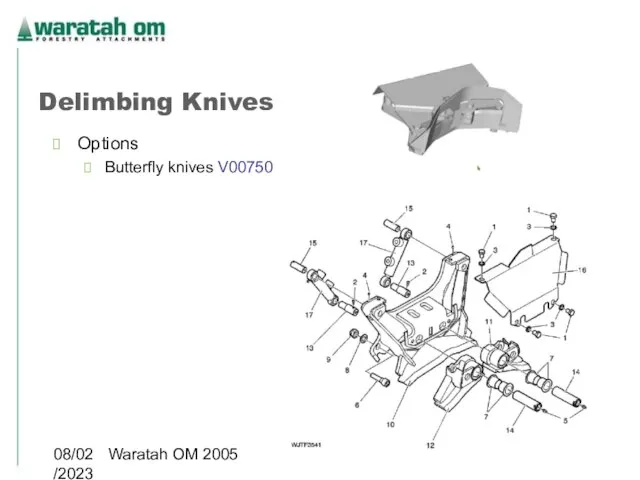 08/02/2023 Waratah OM 2005 Delimbing Knives Options Butterfly knives V00750