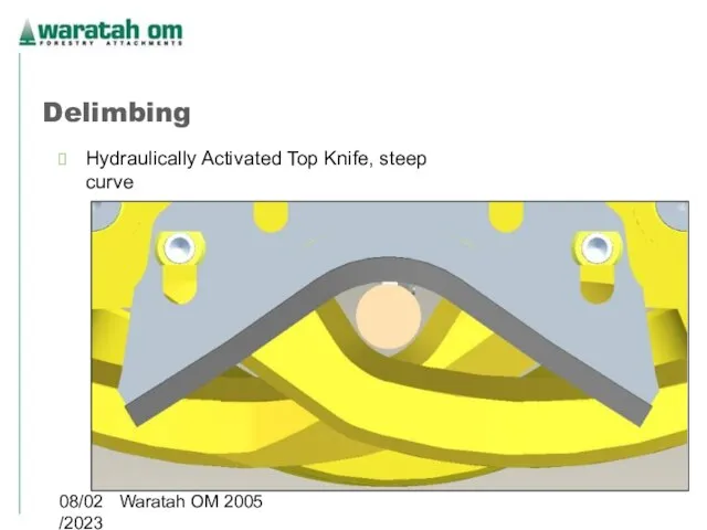 08/02/2023 Waratah OM 2005 Delimbing Hydraulically Activated Top Knife, steep curve Diam. 50 mm