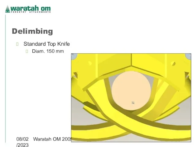 08/02/2023 Waratah OM 2005 Delimbing Standard Top Knife Diam. 150 mm