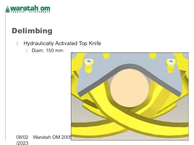 08/02/2023 Waratah OM 2005 Delimbing Hydraulically Activated Top Knife Diam. 150 mm