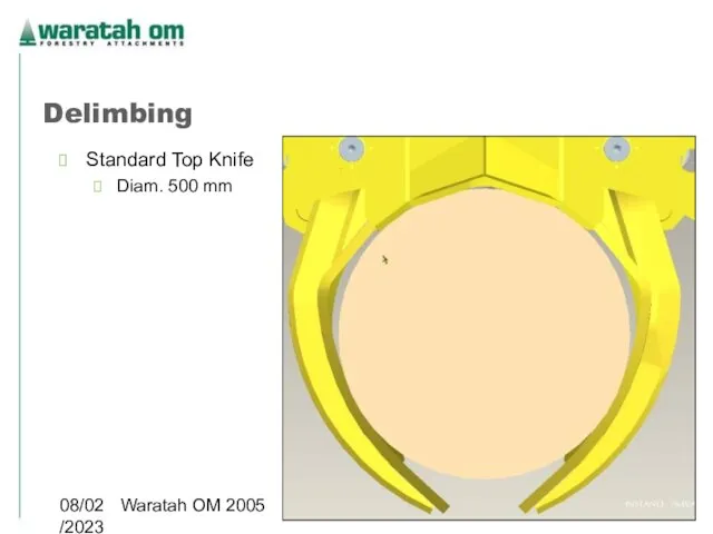 08/02/2023 Waratah OM 2005 Delimbing Standard Top Knife Diam. 500 mm