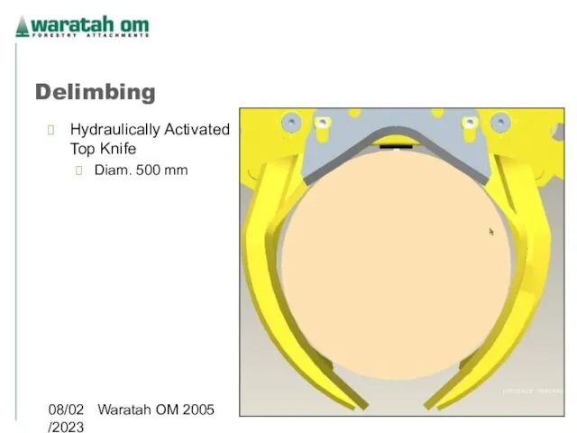 08/02/2023 Waratah OM 2005 Delimbing Hydraulically Activated Top Knife Diam. 500 mm