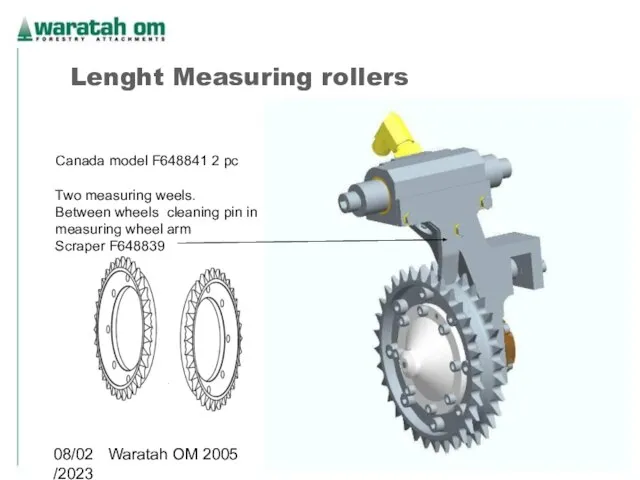 08/02/2023 Waratah OM 2005 Lenght Measuring rollers Canada model F648841 2