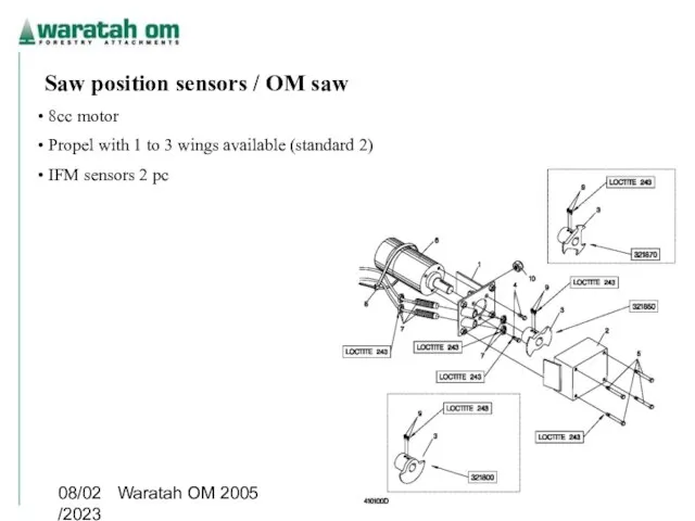 08/02/2023 Waratah OM 2005 Saw position sensors / OM saw 8cc