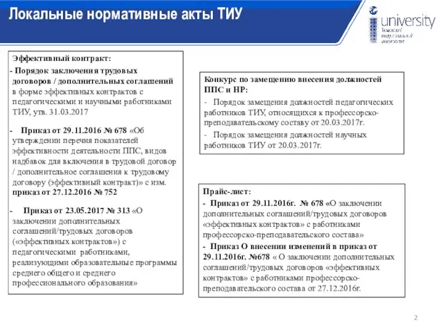 Локальные нормативные акты ТИУ Эффективный контракт: Порядок заключения трудовых договоров /