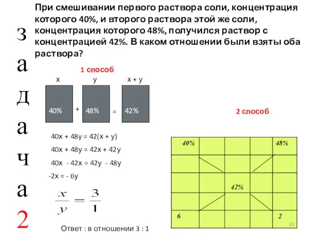 40х + 48y = 42(х + у) 40х + 48у =