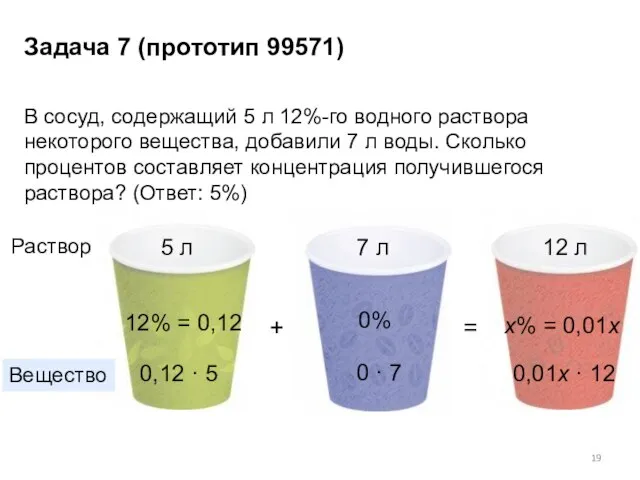 В сосуд, содержащий 5 л 12%-го водного раствора некоторого вещества, добавили