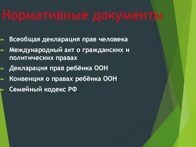 Нормативные документы Всеобщая декларация прав человека Международный акт о гражданских и