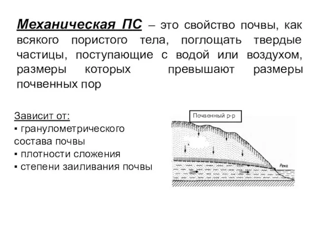 Механическая ПС – это свойство почвы, как всякого пористого тела, поглощать