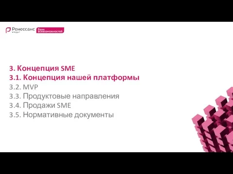 3. Концепция SME 3.1. Концепция нашей платформы 3.2. MVP 3.3. Продуктовые