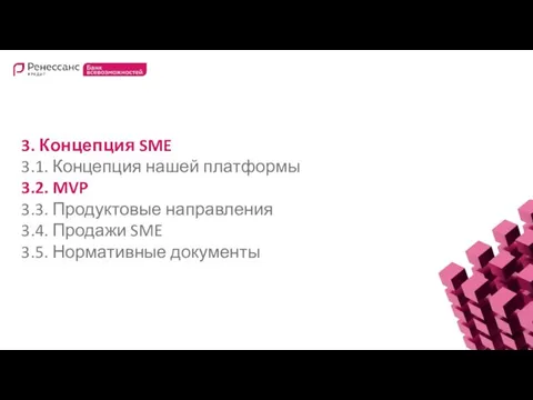 3. Концепция SME 3.1. Концепция нашей платформы 3.2. MVP 3.3. Продуктовые