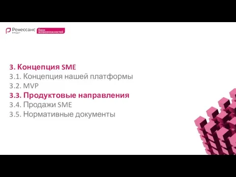 3. Концепция SME 3.1. Концепция нашей платформы 3.2. MVP 3.3. Продуктовые