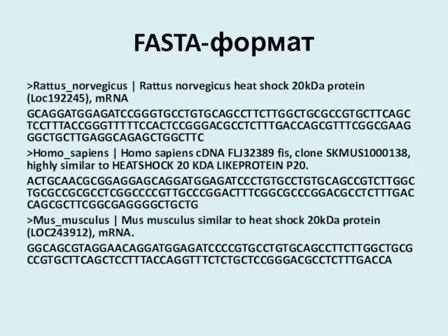 FASTA-формат >Rattus_norvegicus | Rattus norvegicus heat shock 20kDa protein (Loc192245), mRNA