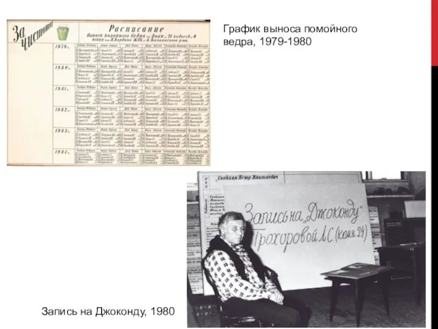 График выноса помойного ведра, 1979-1980 Запись на Джоконду, 1980