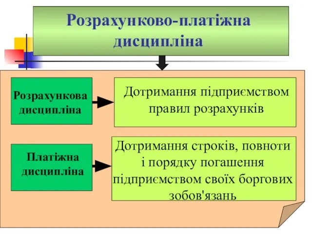 Розрахунково-платіжна дисципліна Дотримання підприємством правил розрахунків Дотримання строків, повноти і порядку