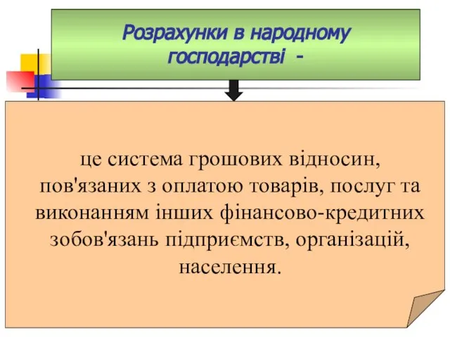 Розрахунки в народному господарстві - це система грошових відносин, пов'язаних з