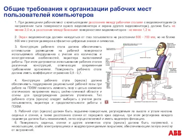 Общие требования к организации рабочих мест пользователей компьютеров 3. Конструкция рабочего