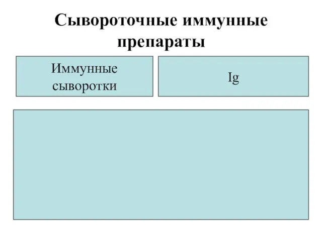 Сывороточные иммунные препараты Иммунные сыворотки Ig