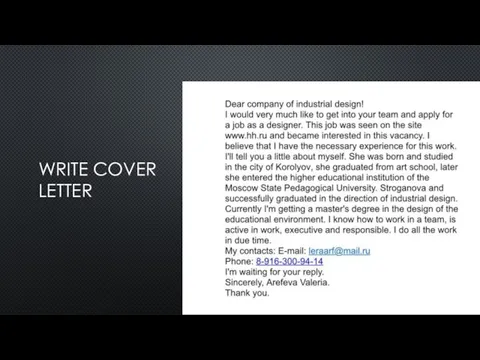 WRITE COVER LETTER