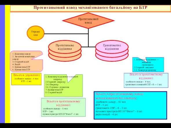 Протитанковий взвод механізованого батальйону на БТР Протитанковий взвод Протитанкове відділення Управління