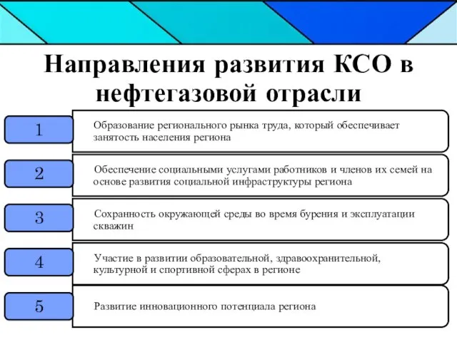 Направления развития КСО в нефтегазовой отрасли