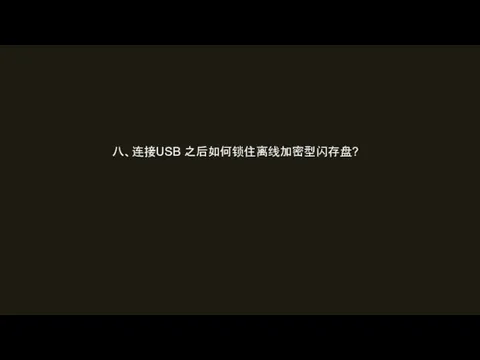 八、连接USB 之后如何锁住离线加密型闪存盘?