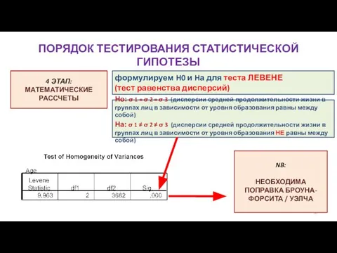 ПОРЯДОК ТЕСТИРОВАНИЯ СТАТИСТИЧЕСКОЙ ГИПОТЕЗЫ Ho: σ 1 = σ 2 =