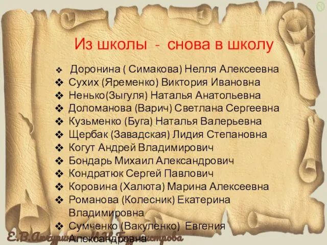 Из школы - снова в школу Доронина ( Симакова) Нелля Алексеевна