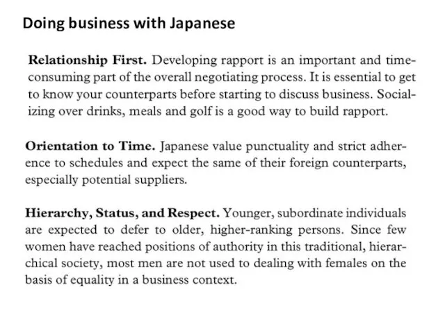 Doing business with Japanese