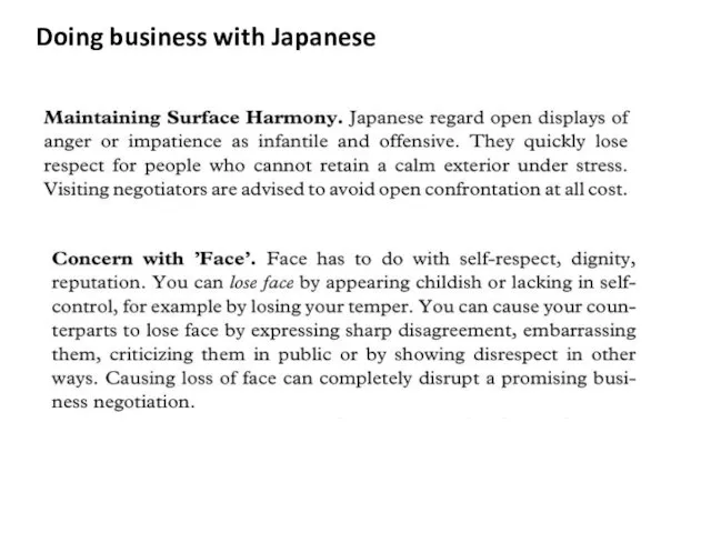 Doing business with Japanese