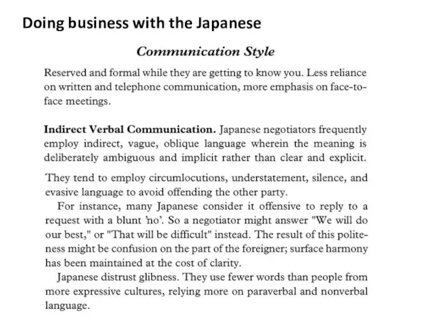 Doing business with the Japanese