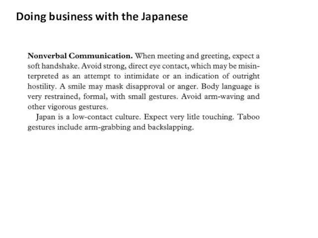 Doing business with the Japanese