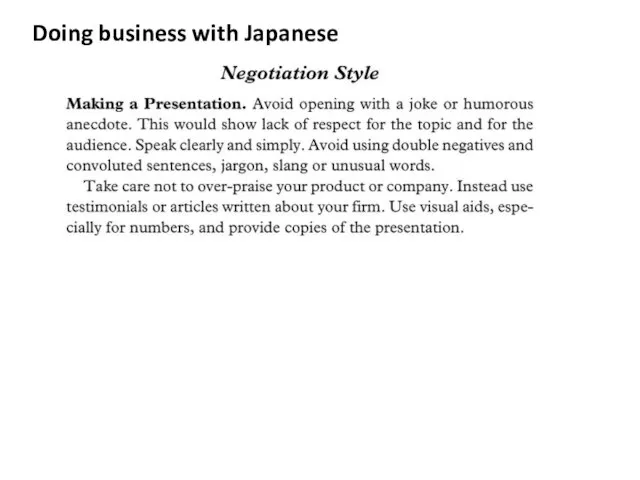 Doing business with Japanese