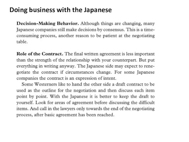 Doing business with the Japanese