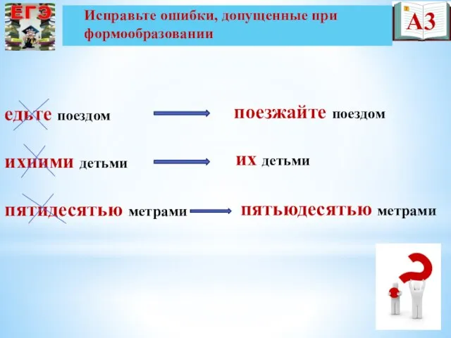 едьте поездом ихними детьми пятидесятью метрами А3 Исправьте ошибки, допущенные при