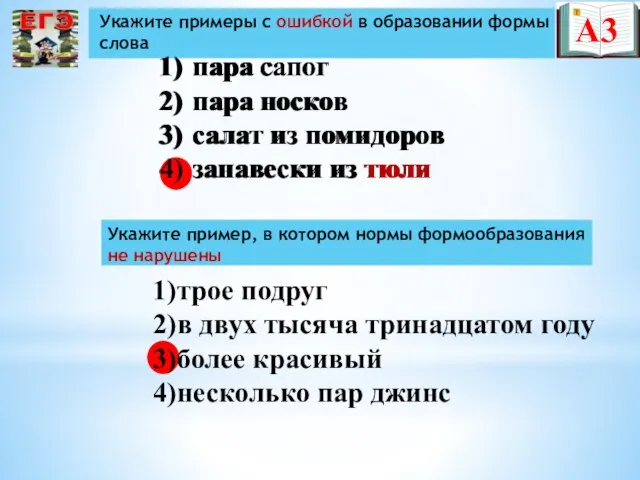 пара сапог пара носков салат из помидоров занавески из тюли Укажите