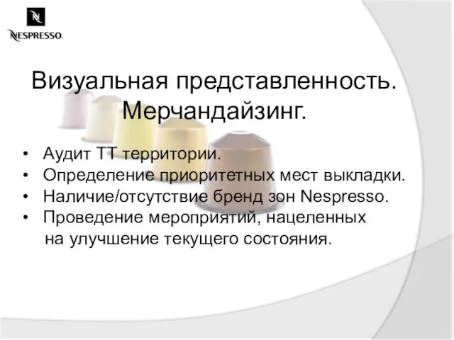 Визуальная представленность. Мерчандайзинг. Аудит ТТ территории. Определение приоритетных мест выкладки. Наличие/отсутствие