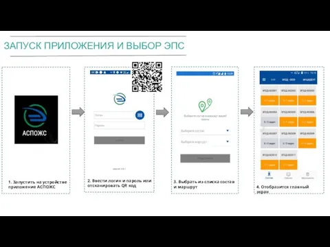 ЗАПУСК ПРИЛОЖЕНИЯ И ВЫБОР ЭПС 1. Запустить на устройстве приложение АСПОЖС