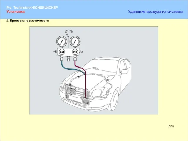 (3/3) 2. Проверка герметичности Установка Удаление воздуха из системы