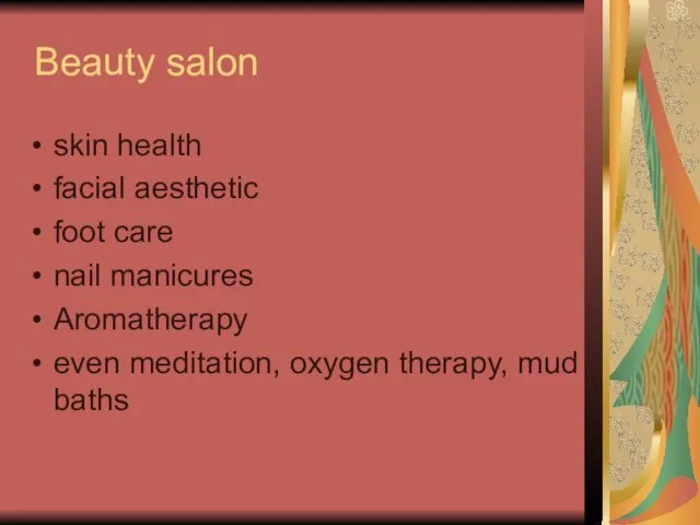 Beauty salon skin health facial aesthetic foot care nail manicures Aromatherapy