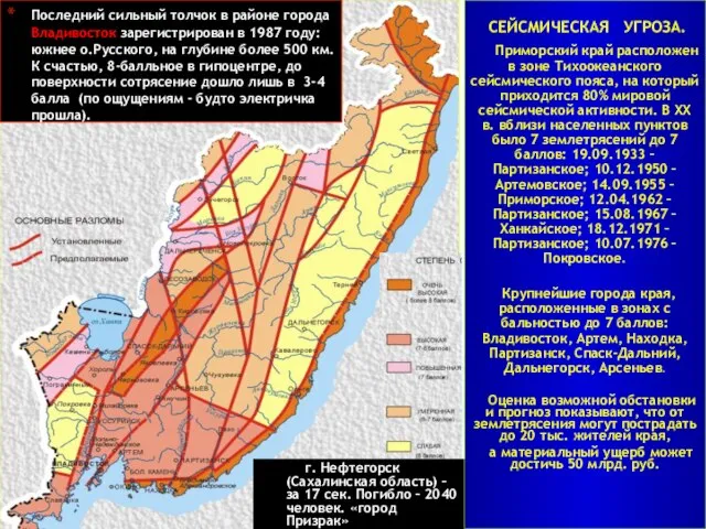 СЕЙСМИЧЕСКАЯ УГРОЗА. Приморский край расположен в зоне Тихоокеанского сейсмического пояса, на