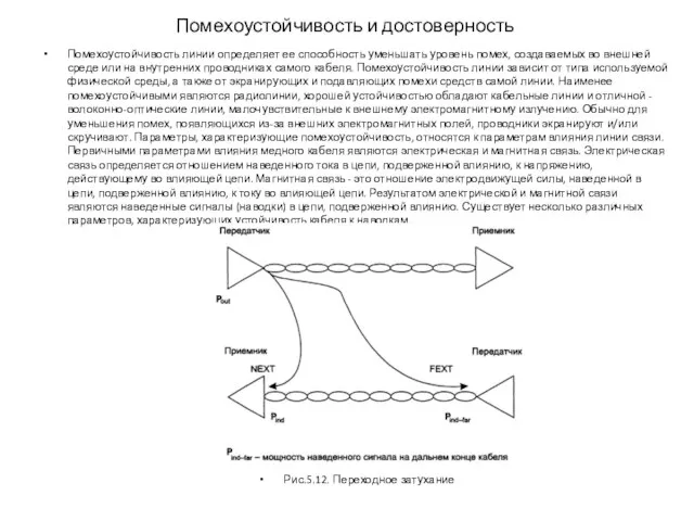 Помехоустойчивость и достоверность Помехоустойчивость линии определяет ее способность уменьшать уровень помех,