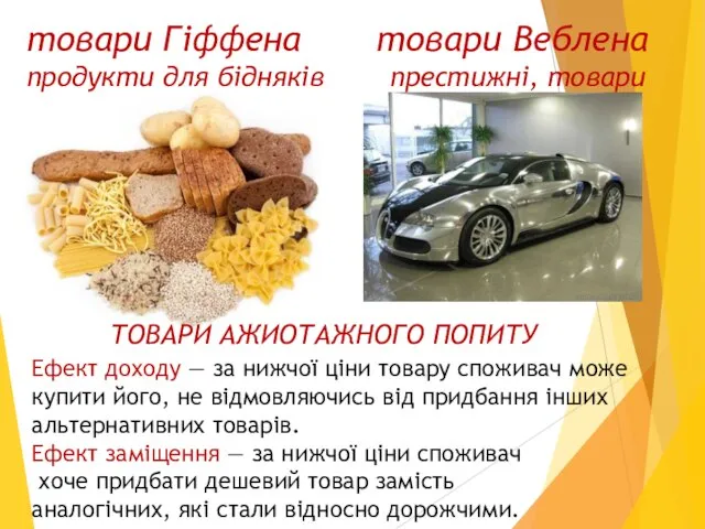 товари Гіффена товари Веблена продукти для бідняків престижні, товари ТОВАРИ АЖИОТАЖНОГО