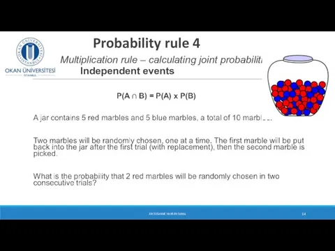 Probability rule 4 Multiplication rule – calculating joint probabilities Independent events DR SUSANNE HANSEN SARAL