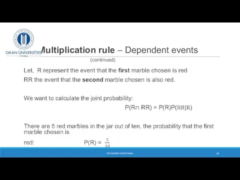 Multiplication rule – Dependent events (continued) DR SUSANNE HANSEN SARAL