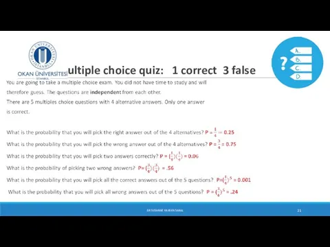 Multiple choice quiz: 1 correct 3 false DR SUSANNE HANSEN SARAL